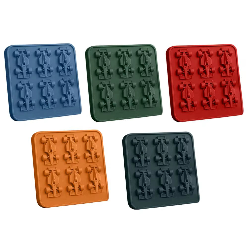 Formula Racing Car Ice Mold F1 Ice Mold, Silicone Racing Car Jelly Mold, 6-Cavity 3D Race Car Tumbler Ice Cube Tray Baking Tool